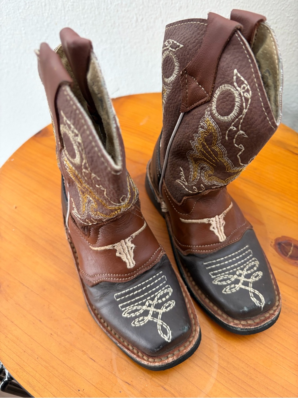 Boys Brown & Dark Brown Western Cowboy Boots